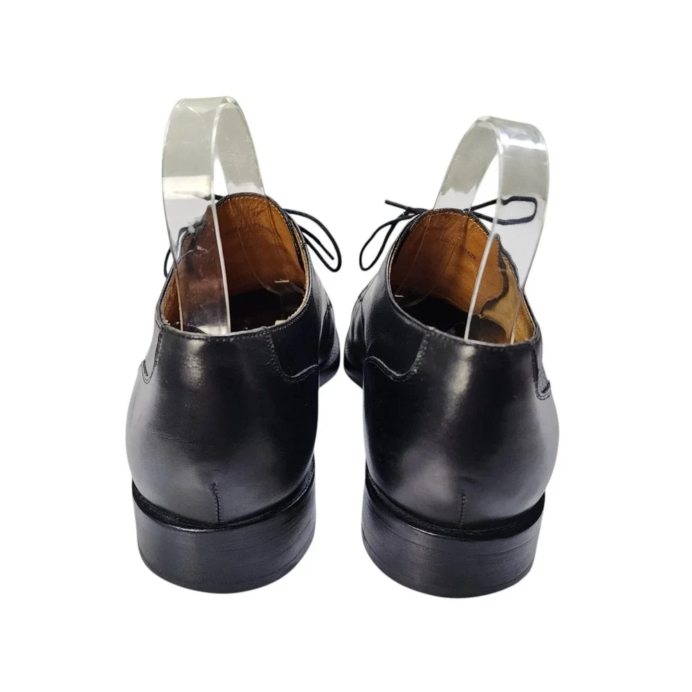 Lands End Mens Black Leather Cap Toe Oxford Dress Shoes Size 8 64546 Brazil